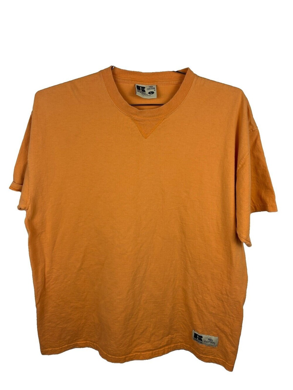 Vintage Russell Athletic Pro Cotton Blank T-Shirt Mustard Orange Size L